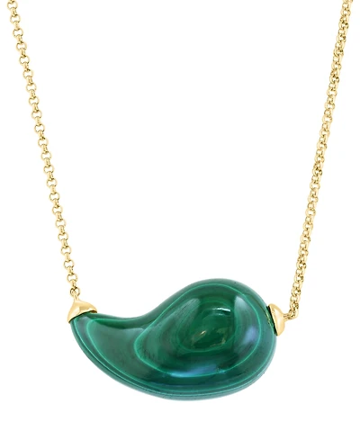 Effy Malachite Curved Teardrop Pendant Necklace in 14k Gold, 15" + 1" extender