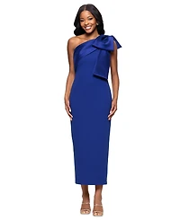 Betsy & Adam Women's Satin-Bow-Trim One-Shoulder Scuba Dress