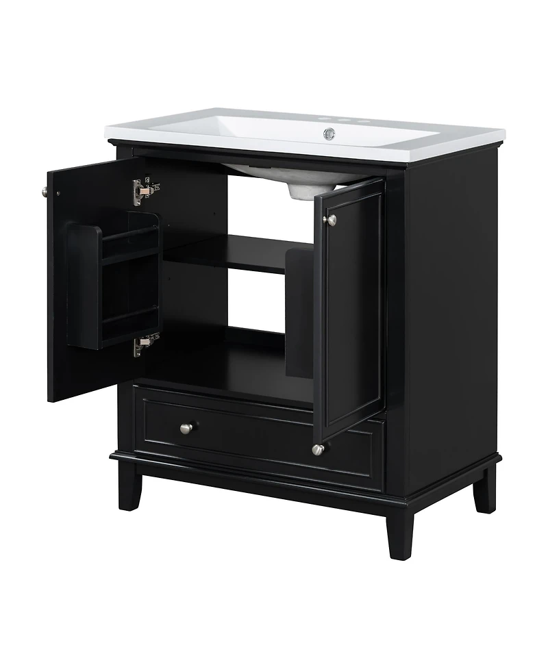 Streamdale 30" Black Bathroom Vanity Combo Sink, Cabinet, Doors, Drawer