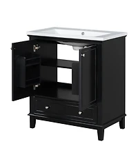 Streamdale 30" Black Bathroom Vanity Combo Sink, Cabinet, Doors, Drawer