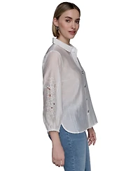 Karl Lagerfeld Paris Women's Floral Cutout Blouse