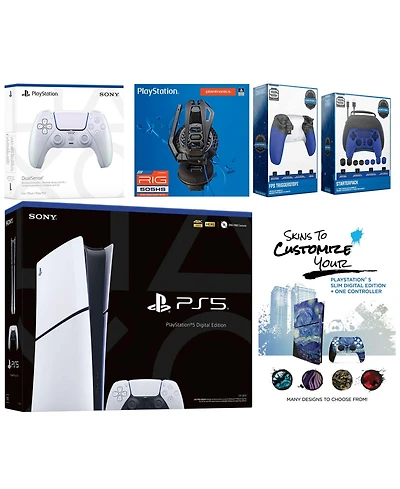 Sony Playstation 5 Slim Digital with Extra Volcanic Red Controller, Plantronics Headset, Gamer Kit