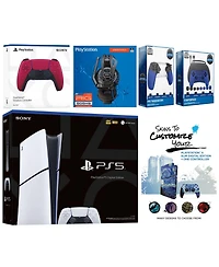 Sony Playstation 5 Slim Digital with Extra Volcanic Red Controller, Plantronics Headset, Gamer Kit
