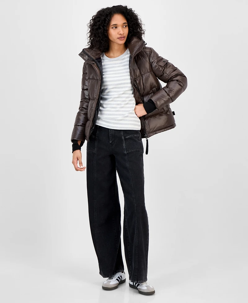 S13 Women's Ella Hooded Thumbhole-Cuff Puffer Coat