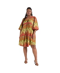 June + Vie Women's Ring Cut Out Poplin Shirtdress