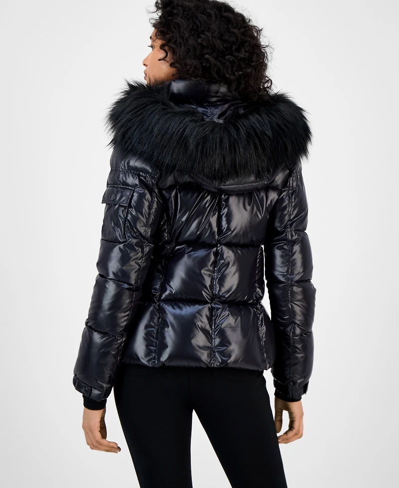 S13 Women's Allie Faux-Fur-Trim Hooded Puffer Coat