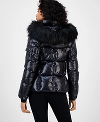 S13 Women's Allie Faux-Fur-Trim Hooded Puffer Coat