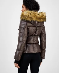 S13 Women's Allie Faux-Fur-Trim Hooded Puffer Coat