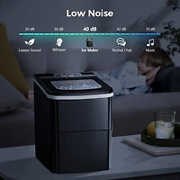 Cowsar Ice Maker Countertop Ice Machine, 2 Sizes S/L 8 Bullet Ice Ready in 9 Mins, 26.5lbs/24H, Portable Small Ice Maker with Self-Cleaning,Scoop,Bask
