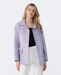 Furniq Uk Women's Relaxed Leather Jacket, Created for Macy's