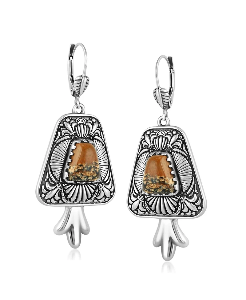 Sterling Silver Picture Jasper Trapezoid Earrings
