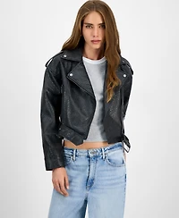 Jou Juniors' Faux-Leather Belted Jacket