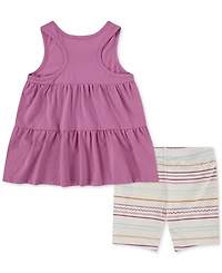 Nike Little Girls Sunny Swoosh Tank Top & Bike Shorts, 2 Piece Set