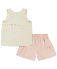 Nike Little Girls Sunny Swoosh Tank Top & Shorts, 2 Piece Set