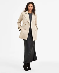 Jou Juniors' Double-Breasted Belted Trench Coat