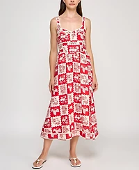 Planet Gold Juniors' Floral-Print Pom Pom-Trim Dress