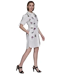 Karl Lagerfeld Paris Women's Embroidered Cotton Shirtdress