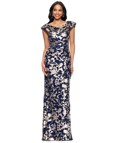 Betsy & Adam Women's Floral-Foil Powermesh Sheath Dress