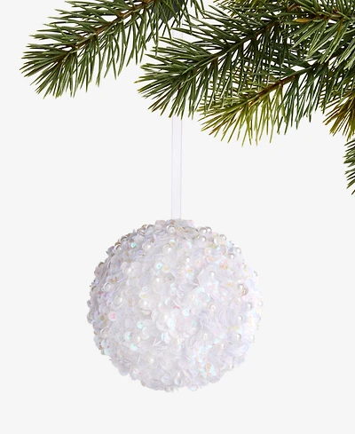 Holiday Lane Pastel Shine White Ball Ornament, Macy's Exclusive