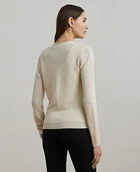 Lauren Ralph Women's Rib-Knit Linen-Blend V-Neck Cardigan