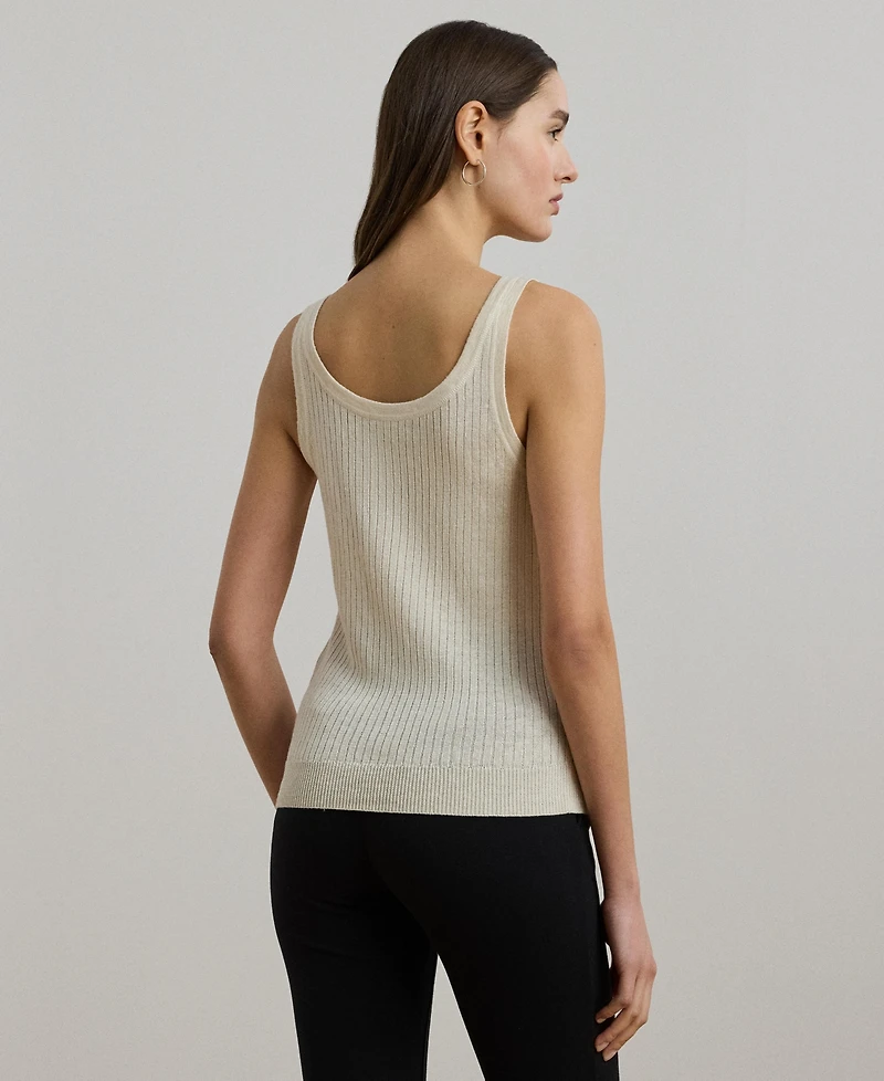 Lauren Ralph Women's Rib-Knit Linen-Blend Sweater Tank Top