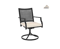 Casainc Outdoor Iron Frame Swivel Dining Chair with Cushions (Set of 2)