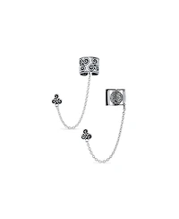 Bling Jewelry Set of 2 Celtic Viking Ear Cuff Cartilage Swirl Trinity Triskele Wrap Earrings