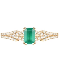 Emerald (5/8 ct. t.w.) & Diamond (1/4 Ring 14k Gold (Also Ruby Sapphire)