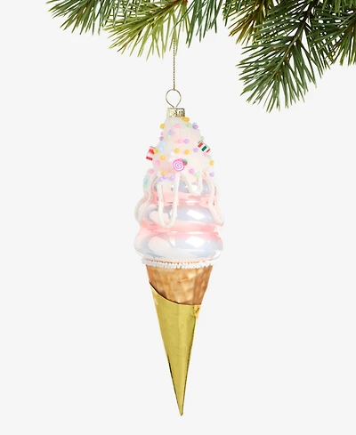 Holiday Lane Sugar Plum Glass Ice Cream Cone Ornament, Macy's Exclusive