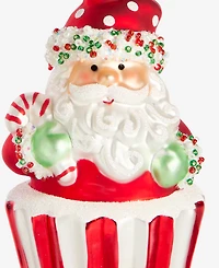 Holiday Lane Sugar Plum Glass Santa Cupcake Ornament, Macy's Exclusive