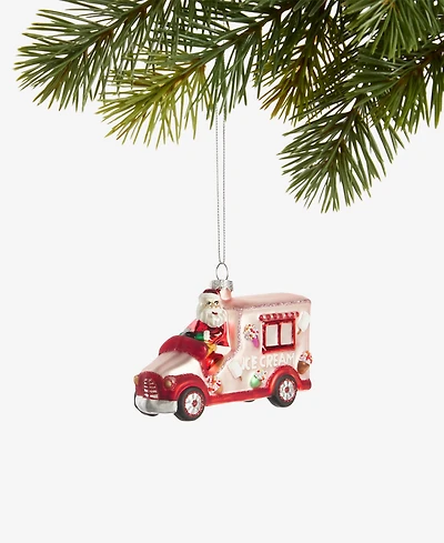Holiday Lane Sugar Plum Glass Santa's Ice Cream Truck Ornament, Macy's Exclusive