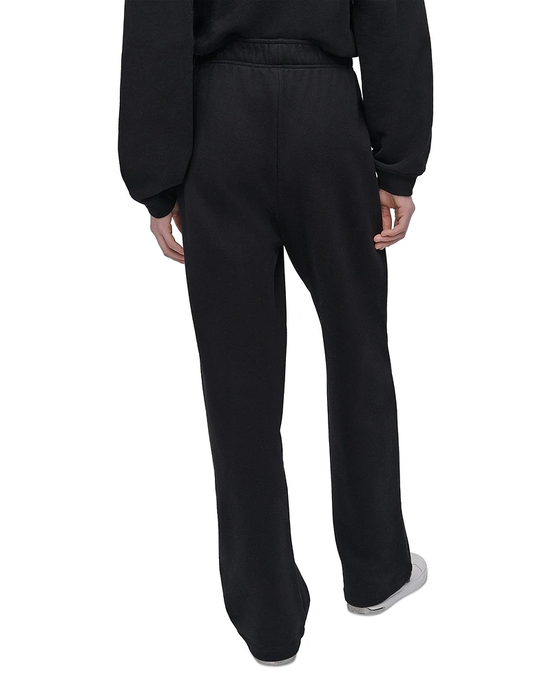 Dkny Sport Women's Rhinestone-Logo High-Rise Straight-Leg Pants