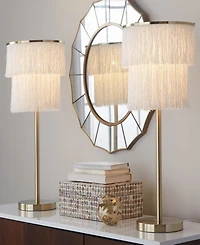Lumisource 25" Metal Fringe Contemporary Buffet Lamp, Set of 2