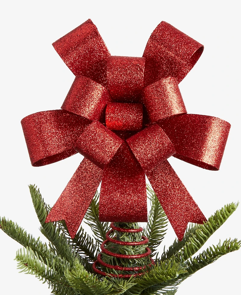 Holiday Lane Heritage Red Glitter Gift Bow Tree Topper, Macy's Exclusive