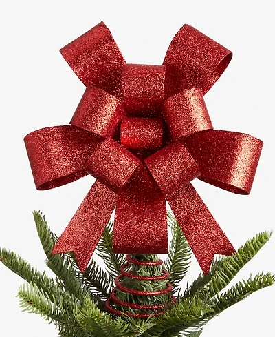 Holiday Lane Heritage Red Glitter Gift Bow Tree Topper, Macy's Exclusive