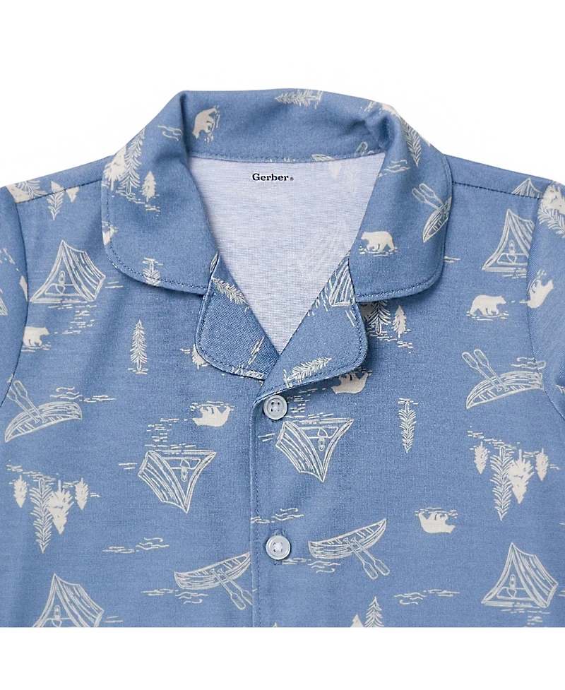 Gerber Baby Boys 2-Piece Button Up Pajama Set