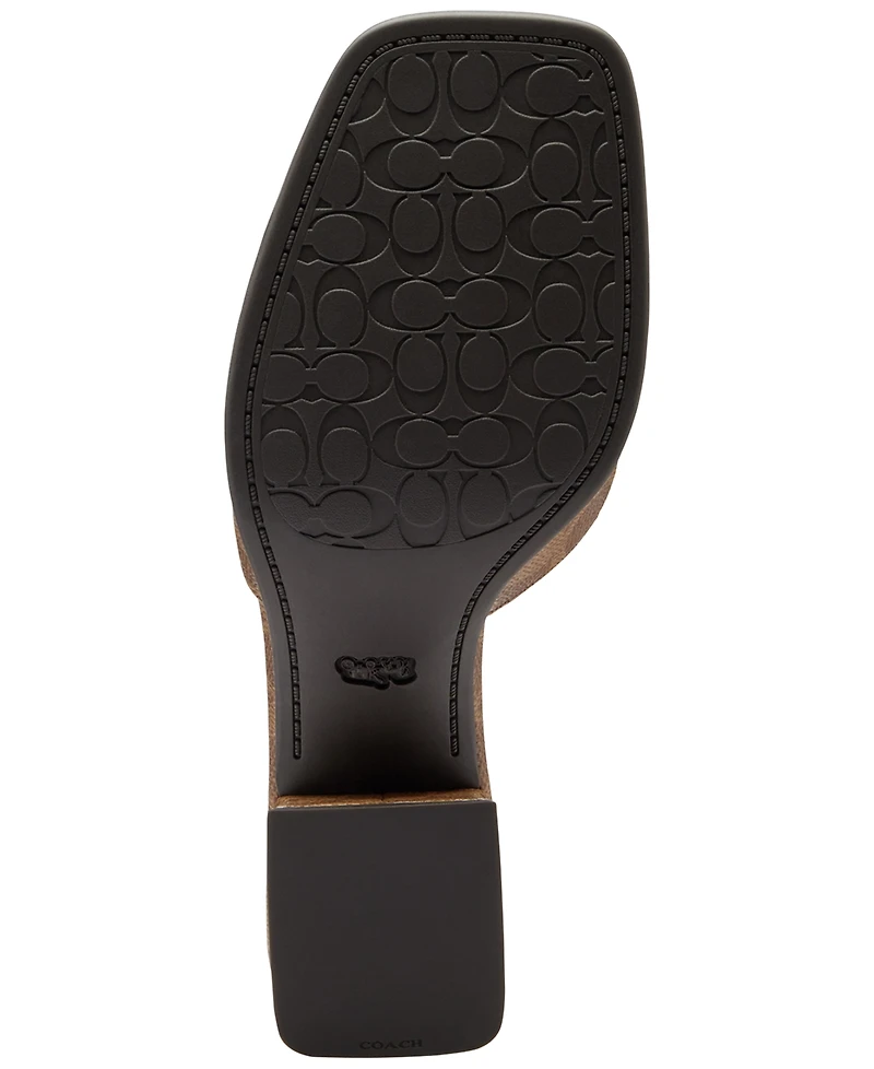 Coach Women's Sculpted C Leather Block-Heel Sandals