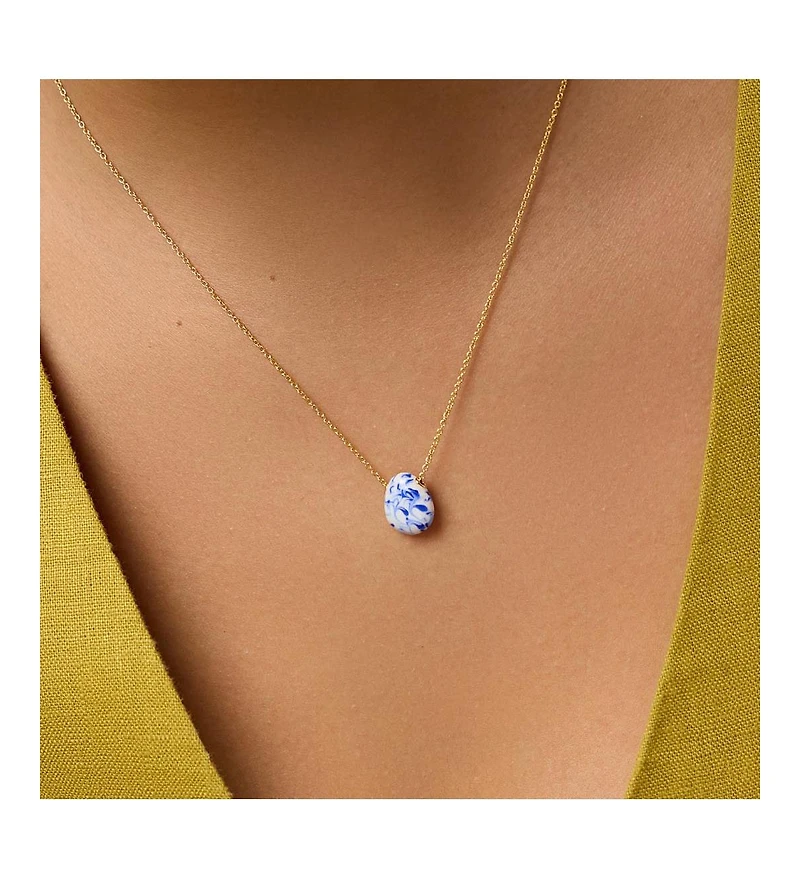 Ana Luisa Gold Statement Necklace - Pebble Mini Marble Blue