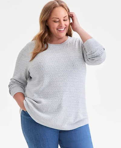 Style & Co Plus Solid Crewneck Sweater, Macy's Exclusive