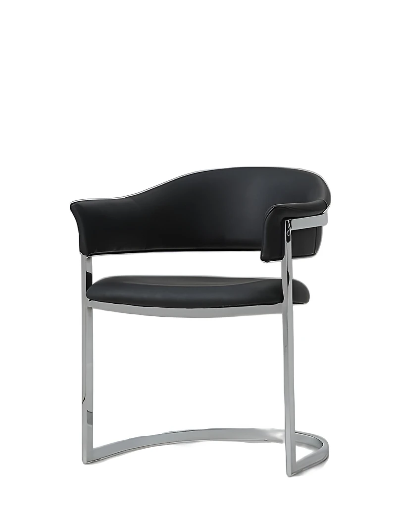 Upholstered Faux Leather Open Back Dining Arm Chair