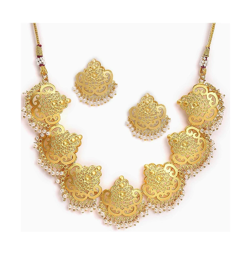 Sohi Women's Gold Plated Designer Stone Jewellery Set