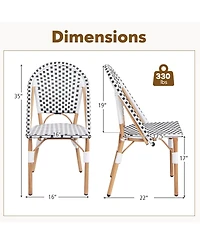 French Bistro Chair Set of 2 with Galvanized Metal Framex
