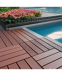 Streamdale Interlocking Deck Tiles, 44 Pack, 12"x12", Waterproof, Red/Brown
