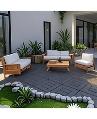 Streamdale 12" Patio Deck Tiles, Diy Interlocking, Indoor/Outdoor, Easy Install, 44pcs, Dark Gray