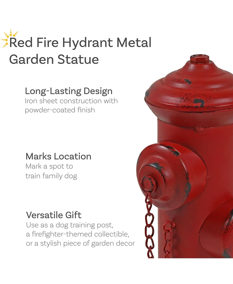 Metal Fire Hydrant Outdoor Garden Statue Decor with Red Finish