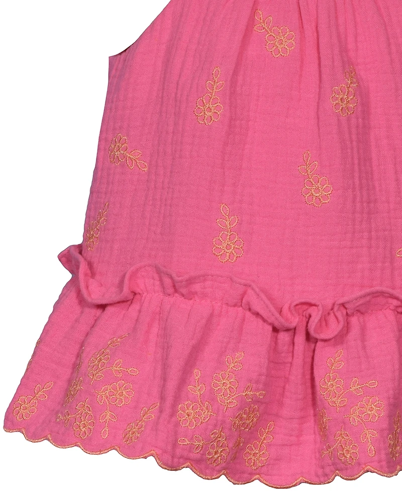 Bonnie Baby Girls 2-Piece Embroidered Ruffle Top and Shorts Set