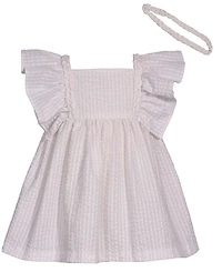 Bonnie Baby Girls Flutter Sleeve Seersucker Dress