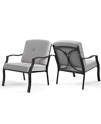 2 Pieces Patio Metal Chairs with Seat and Back Cushions for Yard