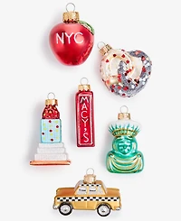 Holiday Lane Heritage Set of 6 New York Glass Ornaments, Macy's Exclusive