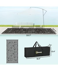 Outsunny Outdoor Rug, 9' x 18' Floor Mat, Rhombus